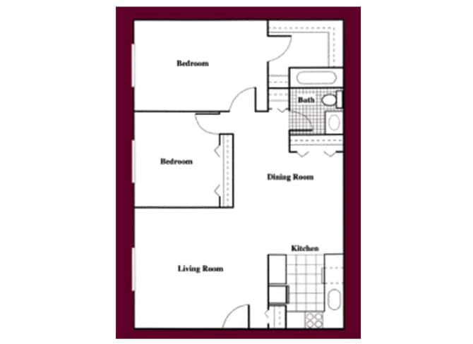 Floor Plan - 2 Bed 1 Bath