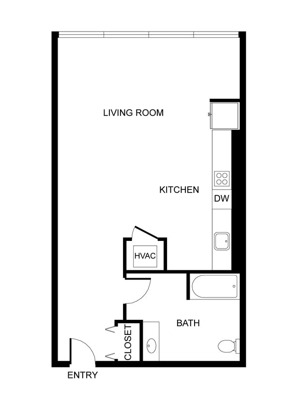 Floor Plan - West 7th | Studio, 1 Bathroom 207 | ADA Accessible