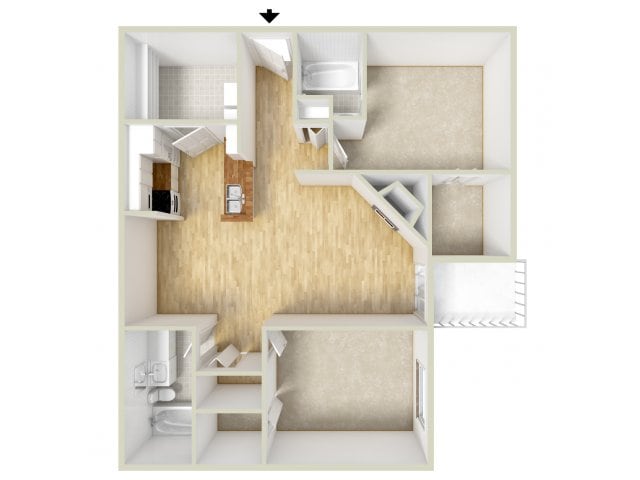 Two bedroom floor plan - Two Bedroom Two Bath