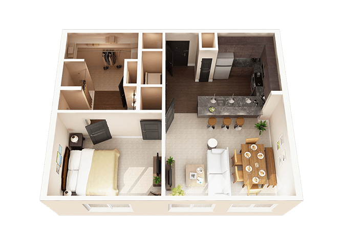 Floor Plan - 1 Bed 1 Bath S