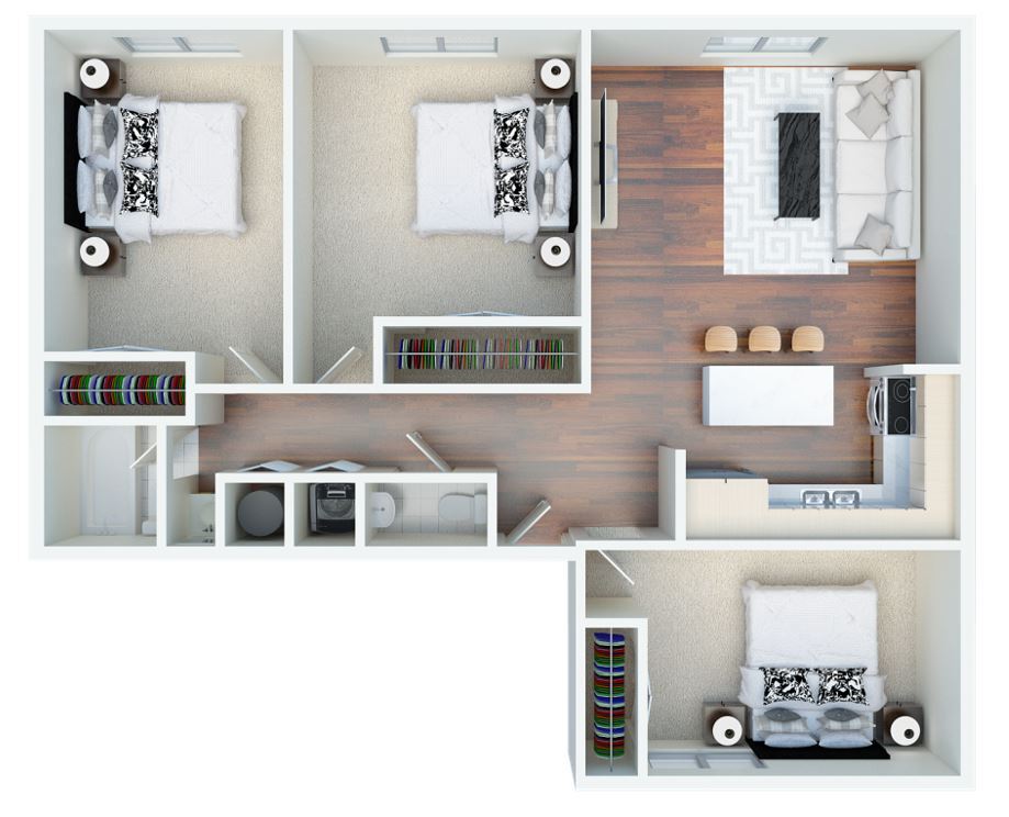 Floor Plan - Three Bedroom One and Half Bath