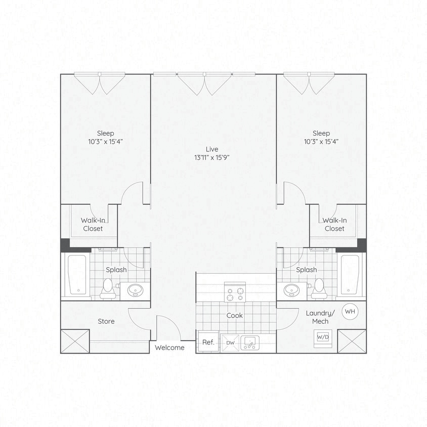 Floor Plan - 2 Bed 2 Bath