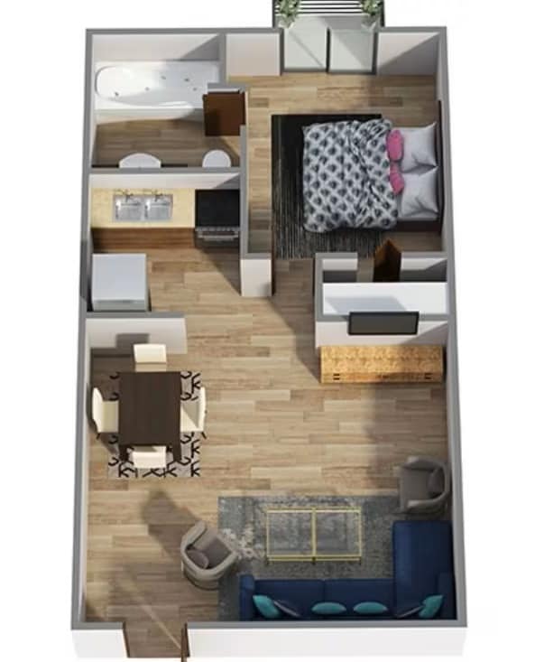 Floor Plan - A1 1x1 The Solano