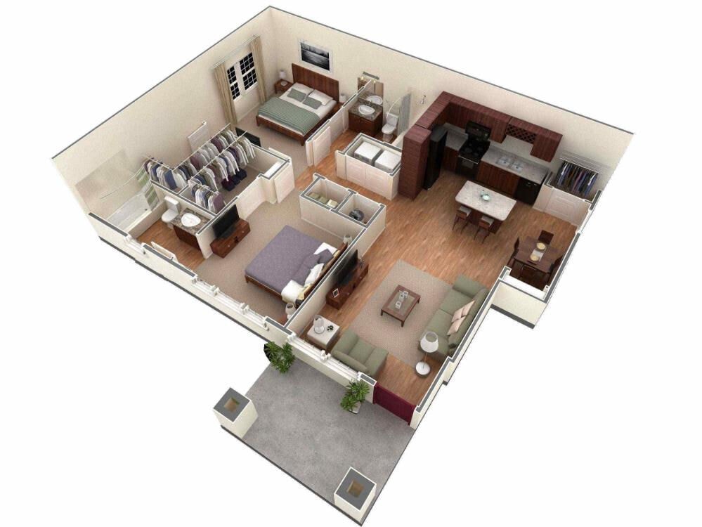 Floor Plan - 2 BR Designer Courtyard