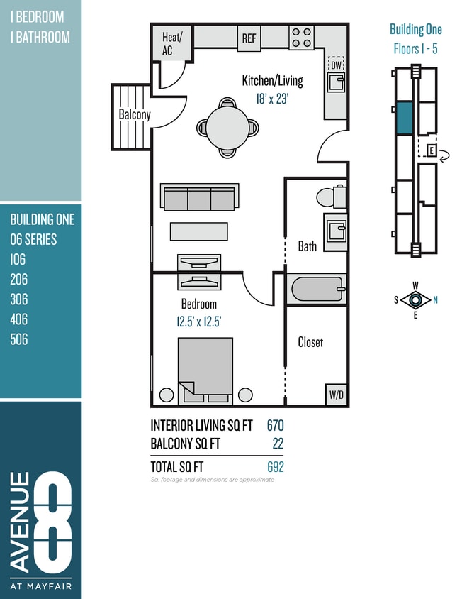 Floor Plan - 06 Series 1 Bedroom / 1 Bath
