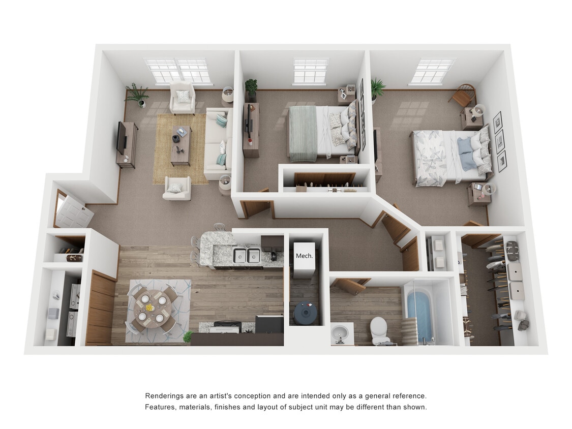 Floor Plan - Two Bed, One Bath