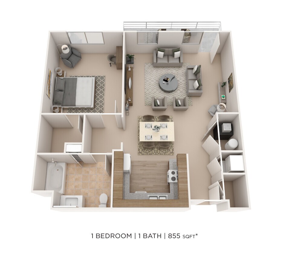 Floor Plan - One Bedroom- 855 sqft