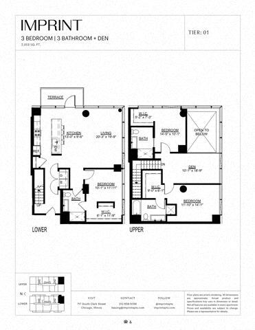 Floor Plan - Three Bedroom Den C Duplex Terrace