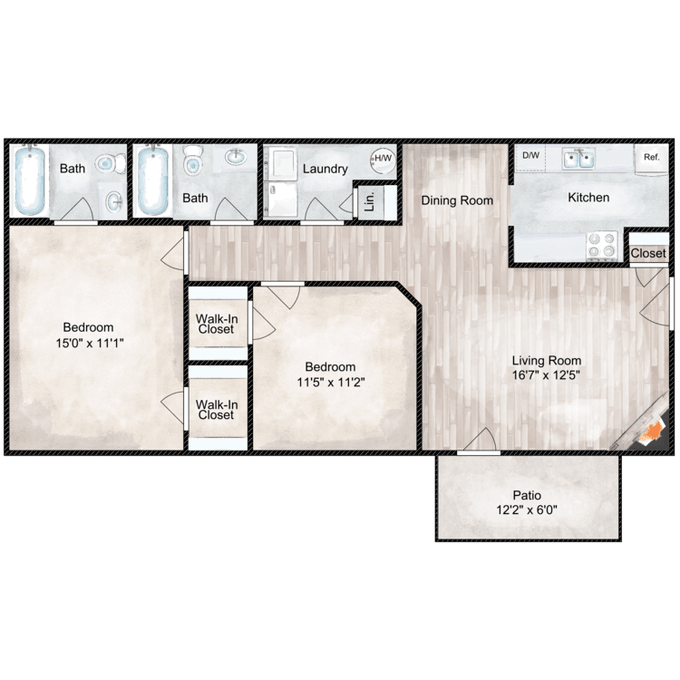 2x2x950A_621146.png - 2 Bed 2 Bath with Balcony