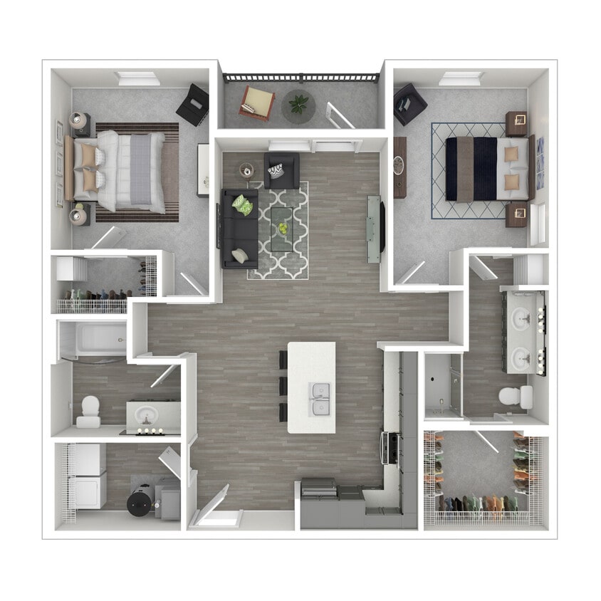 Floor Plan - Two Bedroom With Patio
