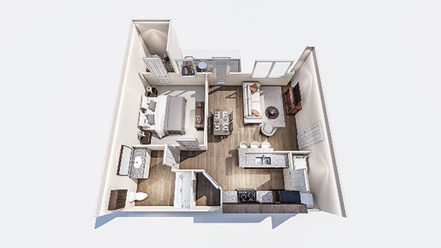 Discover your dream apartment with this thoughtfully designed one-bedroom layout. - A1R