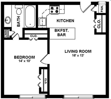 1BR/1BA - 1x1F