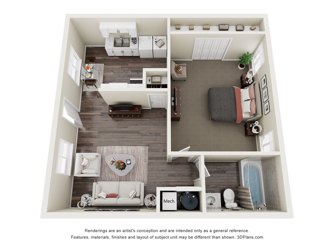 Floor Plan - 1 Bed 1 Bath