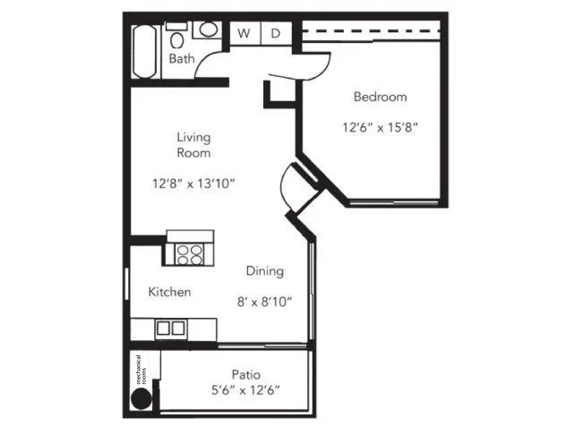 Floor Plan - 1 BD/1 BA 760 SQFT