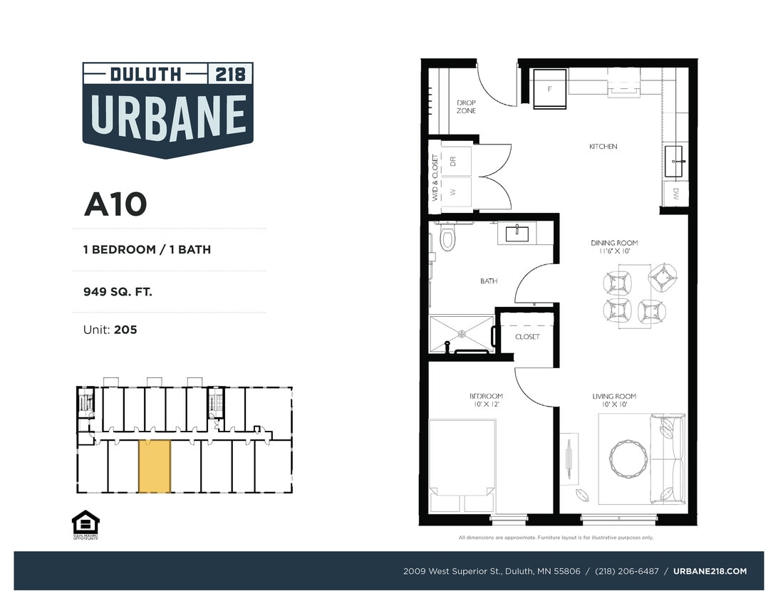 Floor Plan - A10-1Bed/1Bath Type A Income Restricted-70%