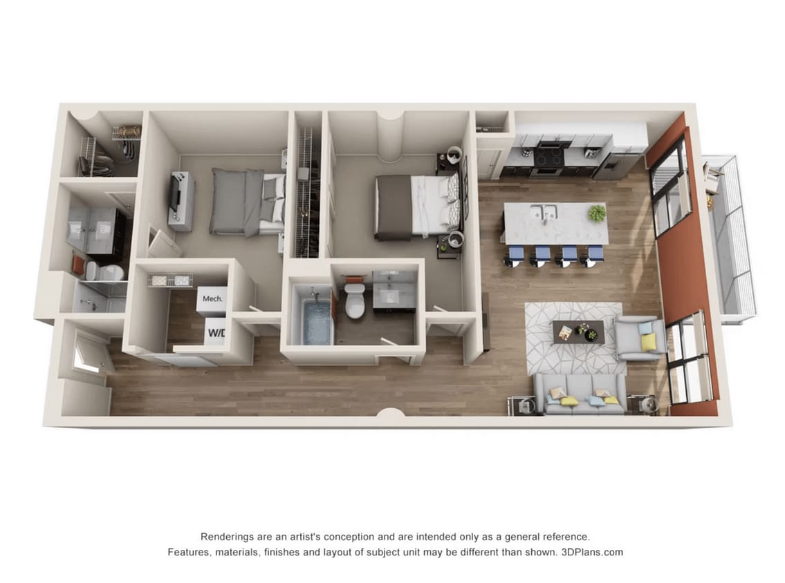 2x2 - 2A - Two Bedroom Two Bath