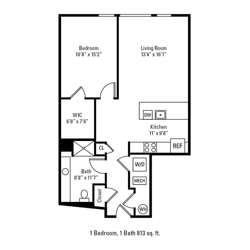 Floor Plan - 1 Bedroom 1 Bath