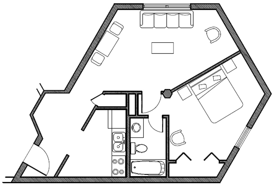 1 BD B 637 SQFT.png - 1B: 1 Bed / 1 Bath 637 SqFt