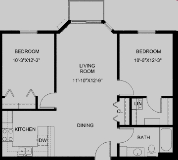 2BR/1BA - 2 Bed/1 Bath
