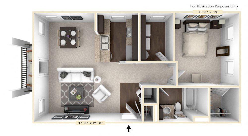 Floor Plan - The Napa 1 BR 1 BA