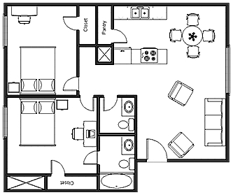 2BR/1.5BA - 2 Bedroom, 1.5 Bathroom DOWN