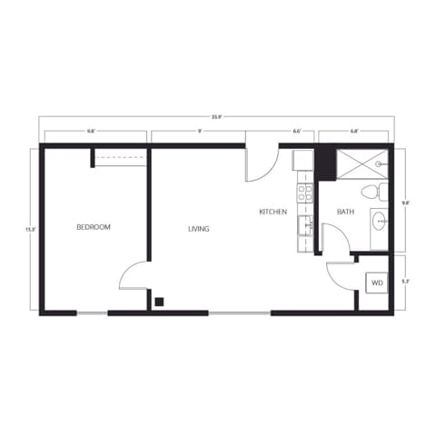 1 Bed | 1 Bath | 466-486 SQ FT - A7-WY