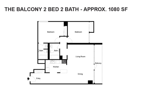 Floor Plan - 2 Bedroom 2 Bath Balcony