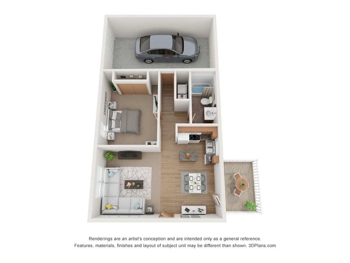 Floor Plan - 1x1_Deck, Garage