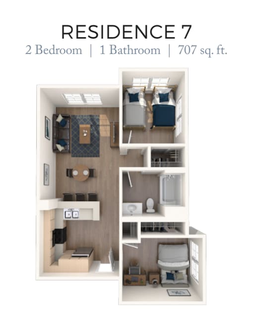 Floor Plan - 2BD, 1BTH J