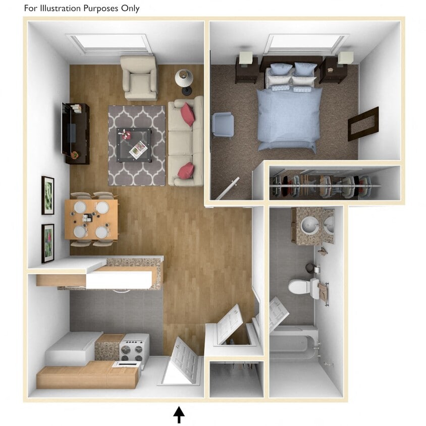 Floor Plan - 1 Bed 1 Bath