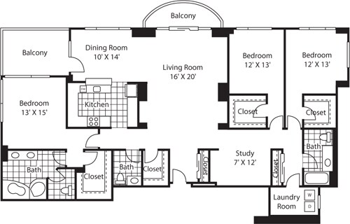 Floor Plan - Three Bedroom 2405