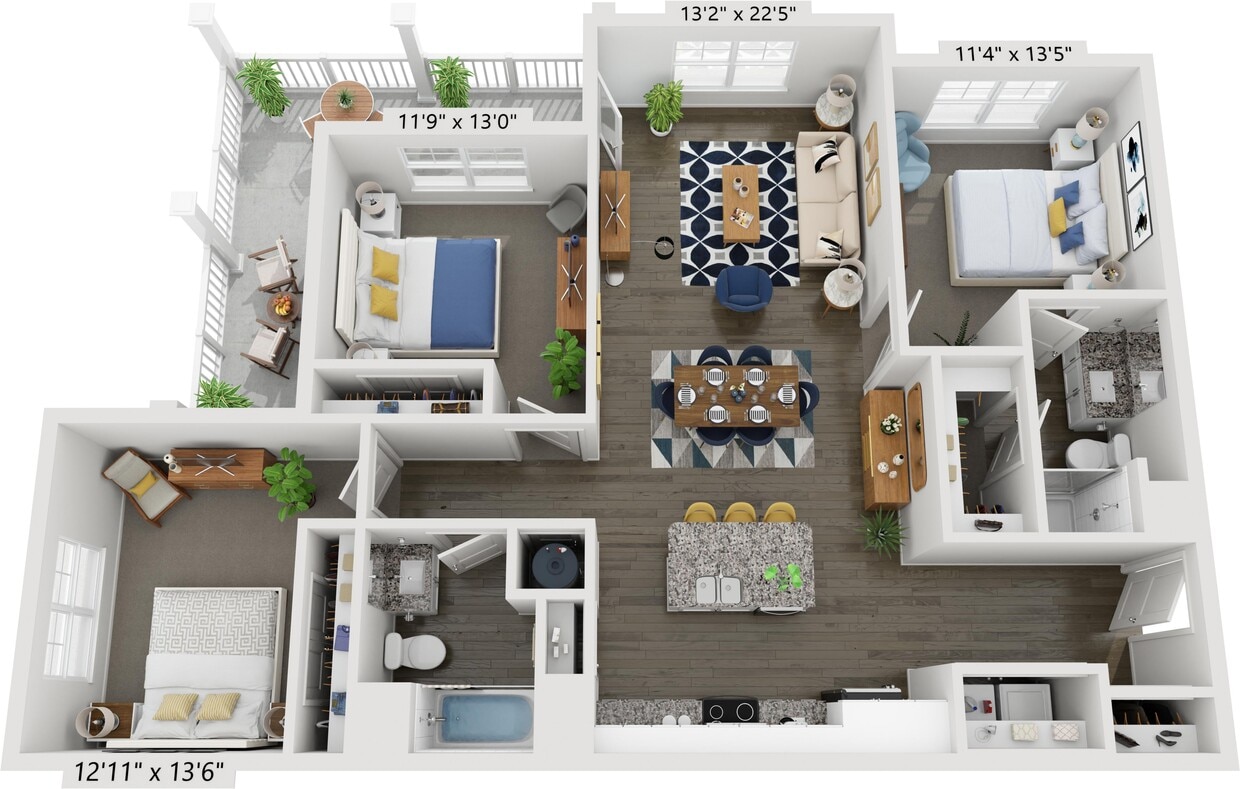 Floor Plan - 3 Bedroom 2 Bathroom
