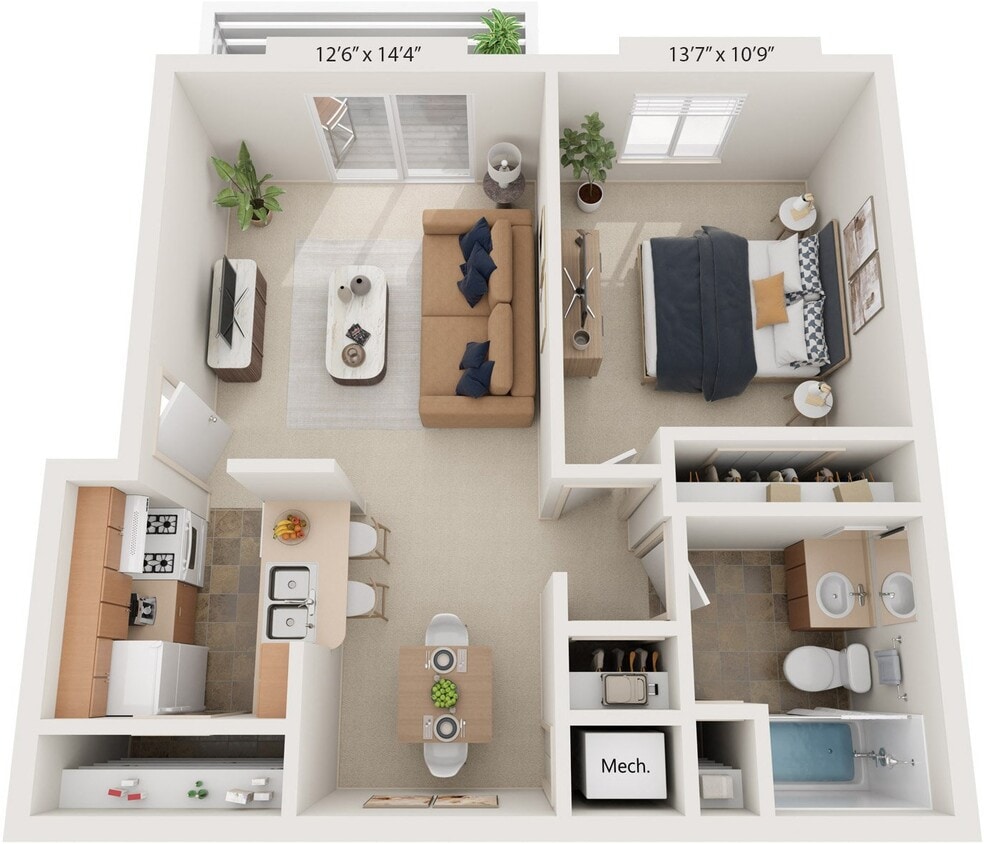 Floor Plan - One Bedroom Cape Cod