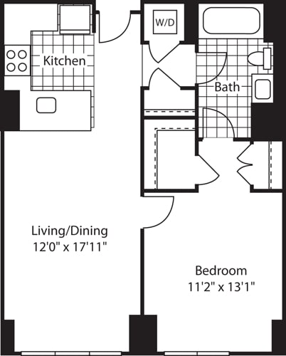 Floor Plan - 1 Bed (North)- 714
