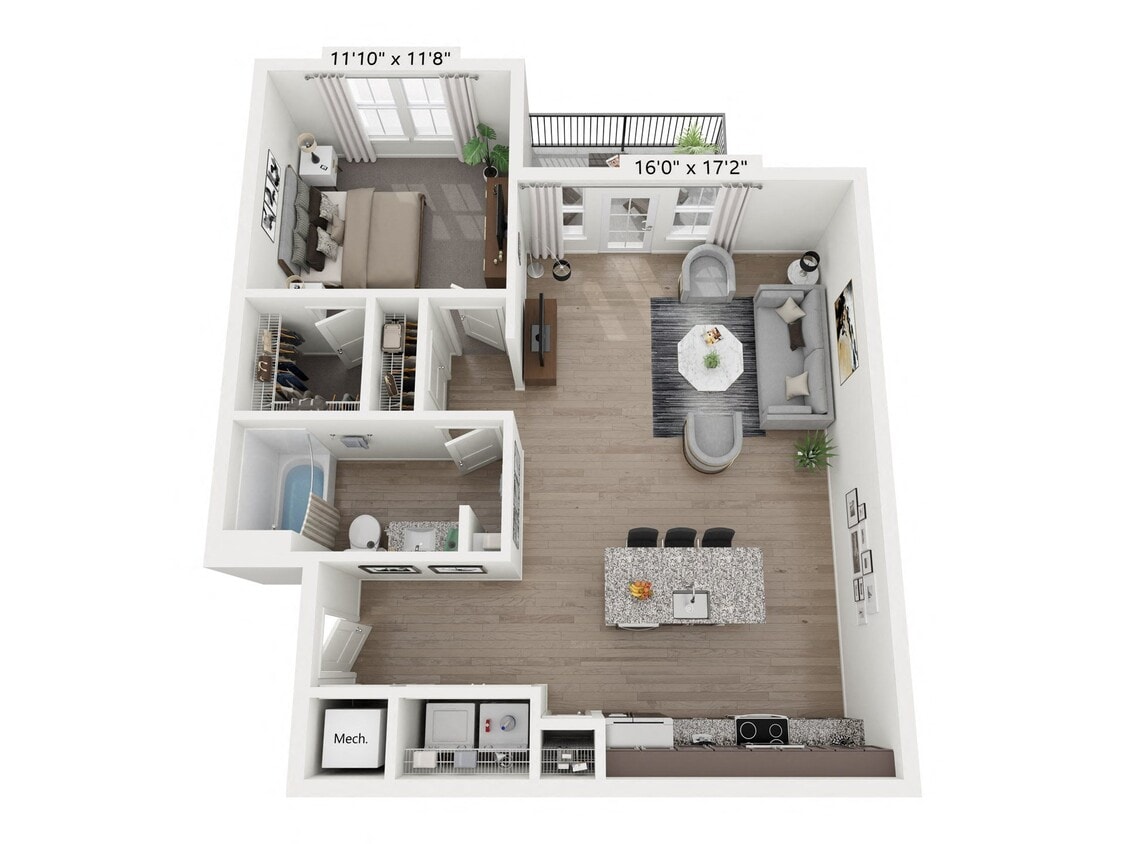 Floor Plan - 1 Bed 1 Bath