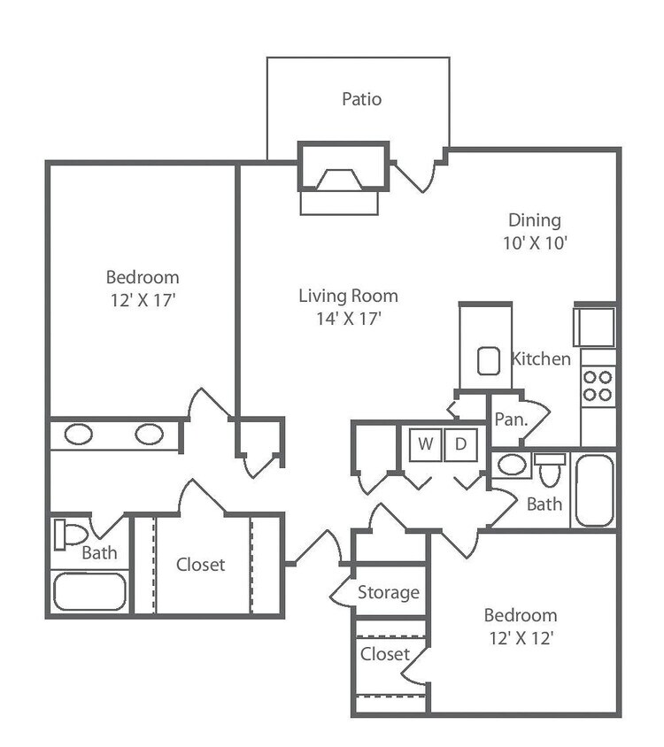 Floor Plan - 2 Bedroom 2 Bath