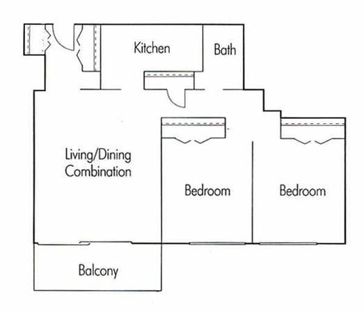 two one floor plan.jpg - Two Bedroom One Bath