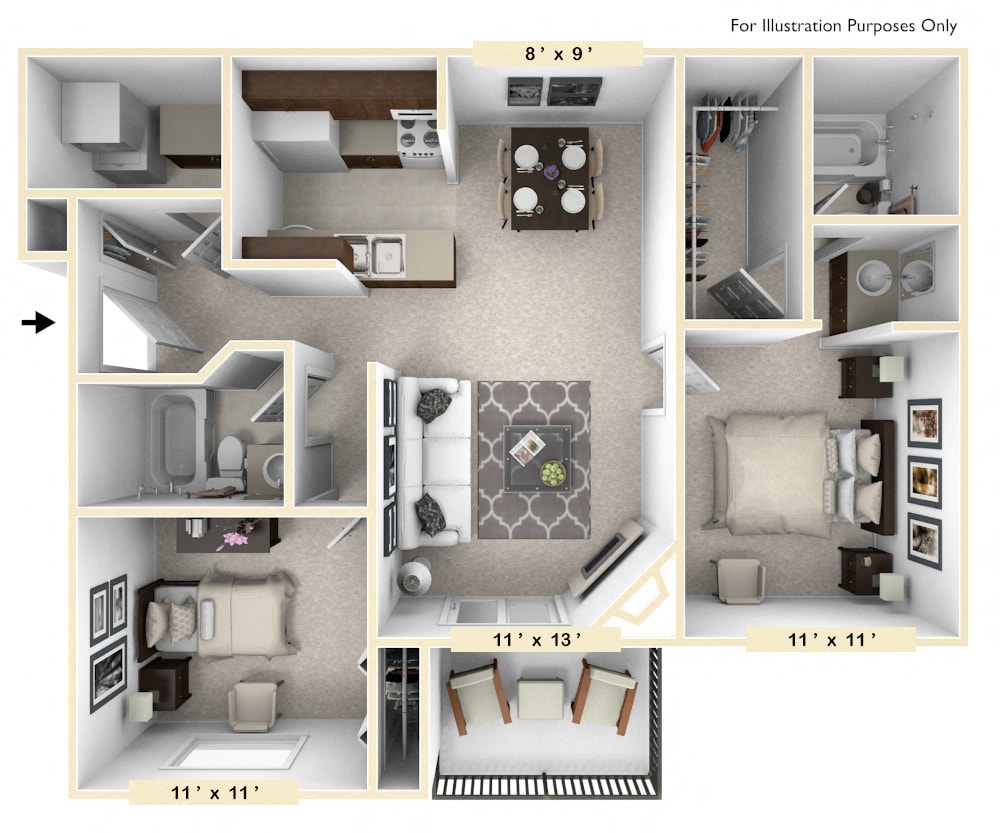 Floor Plan - The Clydesdale 2 BR 2 BA