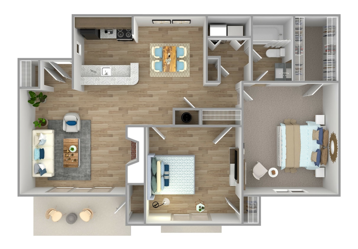 B1_2Bed_1Bath_1089 Sq Ft - B1 - 2 Bedroom, 1 Bathroom