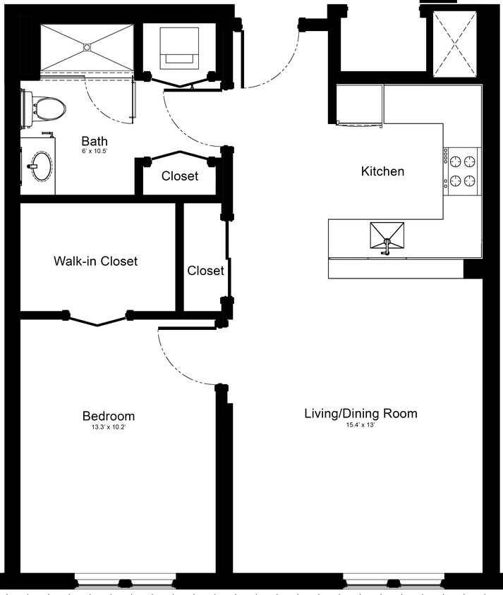 Floor Plan - 1 Bedroom 1B2
