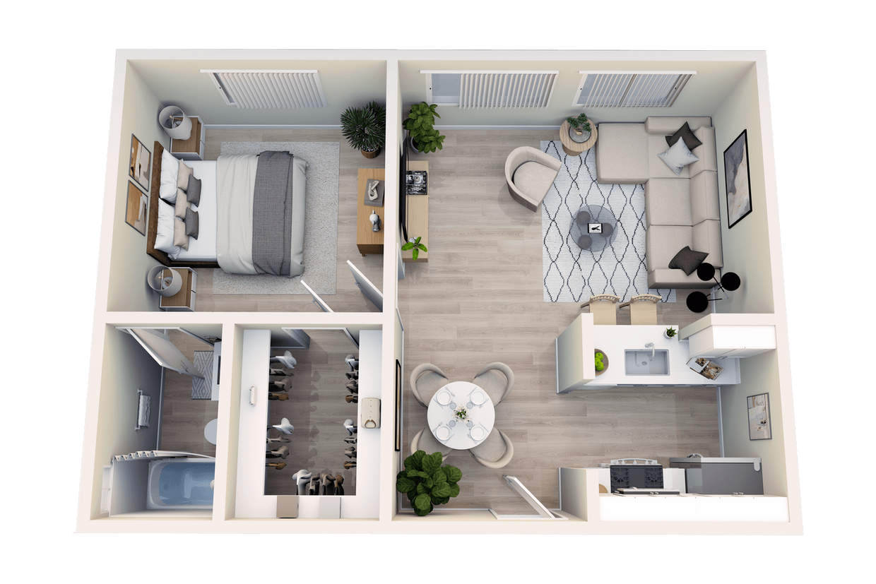 Floor Plan - 1 Bedroom, 1 Bath