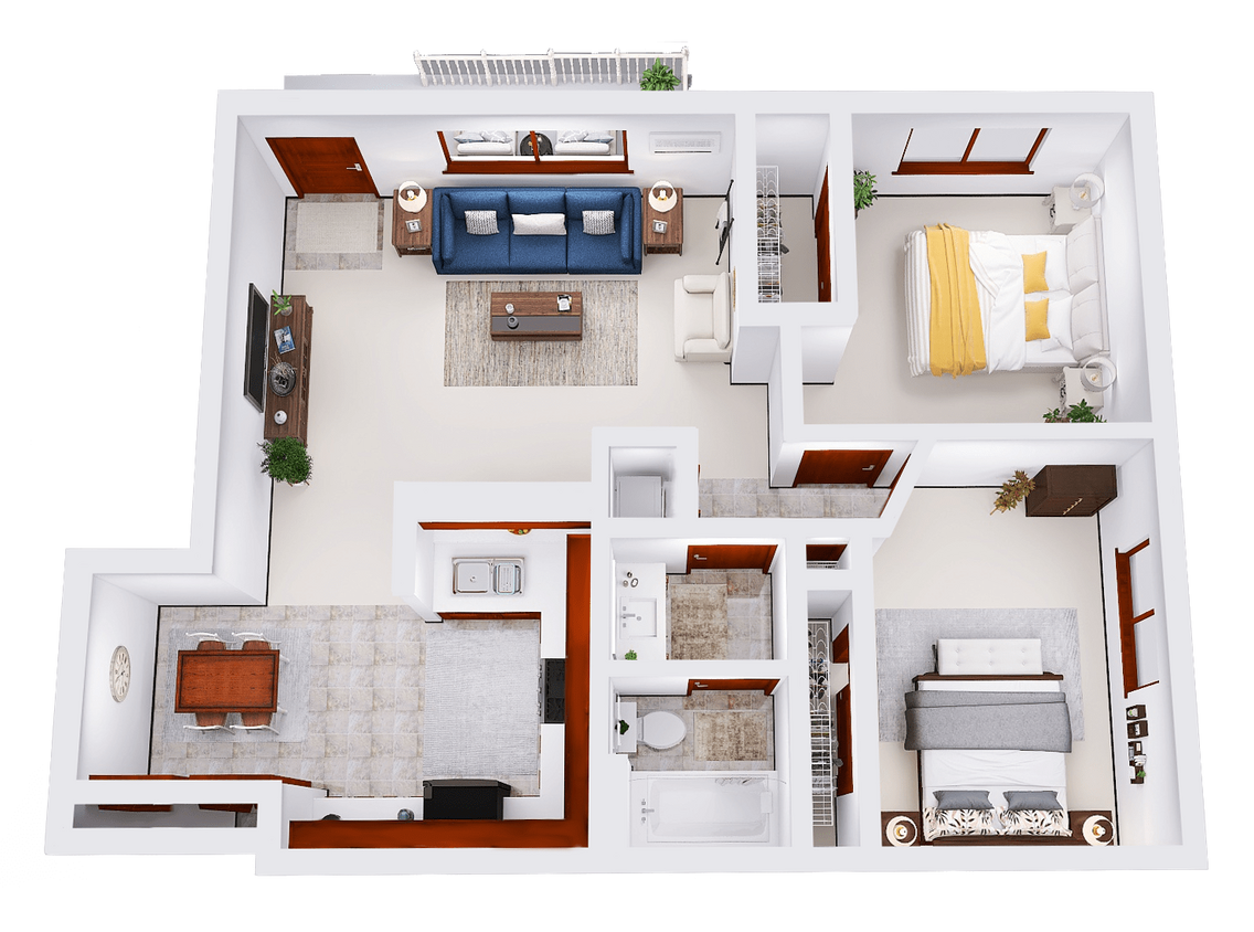 Floor Plan - Riverwood- 2 Bed, 1 Bath Lower