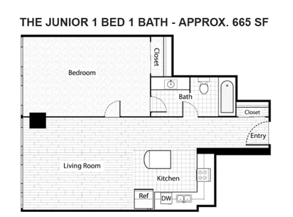 Floor Plan - I Bedroom 1 Bath Junior