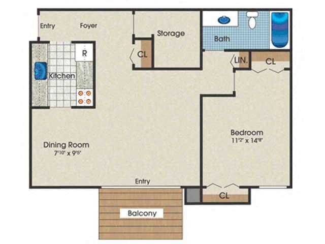 Floor Plan - 1 Bed | 1 Bath