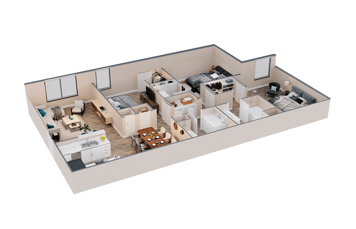 Floor Plan - 3 Bed 2 Bath Renovated