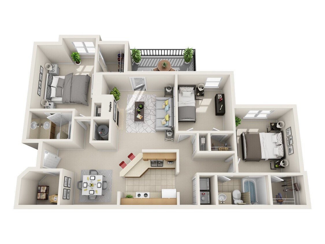 Floor Plan - 3 Bedroom 2 Bathroom (i)