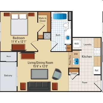 1BR/1BA - A1