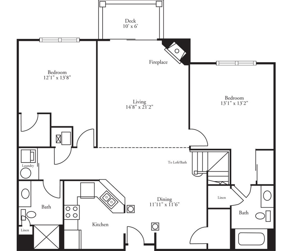 Floor Plan - Pinnacle - 2 Bed, 2 Bath Doral