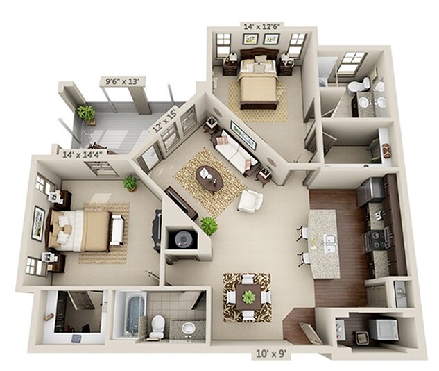 2 Bedroom | 2 Bath | 1240 SF - Tuscumbia