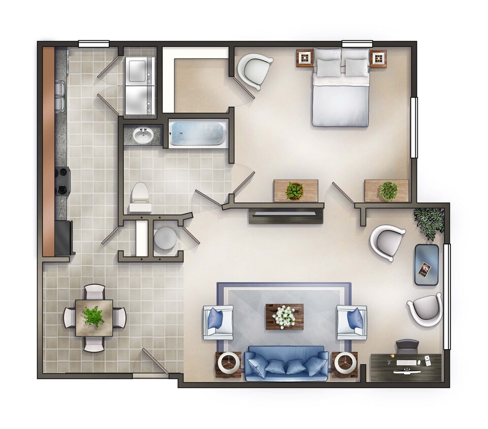 Floor Plan - One Bedroom Sunroom